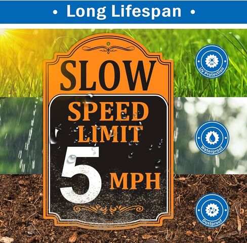 4 Pack Slow Speed Limit 5 MPH Sign, Slow Down Sign, 18 x 12 Inches Traffic Sign, Engineer Grade Metal Reflective Sturdy Rust Aluminum Waterproof Easy to Install in Kuwait