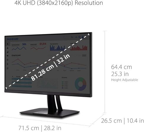 VP3256-4K 32 "4K UHD شاشة تصميم الرسومات المهنية مع USB-C (90W) (متجدد) in Kuwait