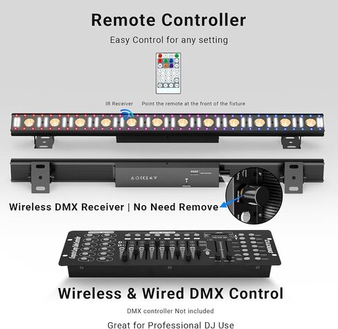 غسل شريط الضوء LaluceNatz 40 100W 12 LED 3 في 1 RGB ضوء المرحلة بار سبائك الألومنيوم شعاع أضواء الصوت المنشط حتى ضوء DMX تسيطر عليها لجميع القديسين عيد الميلاد حفل زفاف الكنيسة DJ المرحلة الإضاءة in Kuwait