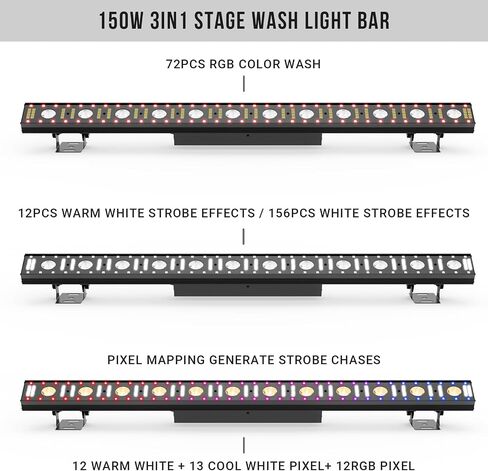 غسل شريط الضوء LaluceNatz 40 100W 12 LED 3 في 1 RGB ضوء المرحلة بار سبائك الألومنيوم شعاع أضواء الصوت المنشط حتى ضوء DMX تسيطر عليها لجميع القديسين عيد الميلاد حفل زفاف الكنيسة DJ المرحلة الإضاءة in Kuwait
