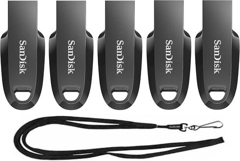 Sandisk 512GB Ultra Curve USB 3.2 Flash Drive SDCZ550-512G (5 Pack) مع (1) Goram Black Lanyard (512GB) in Saudi Arabia