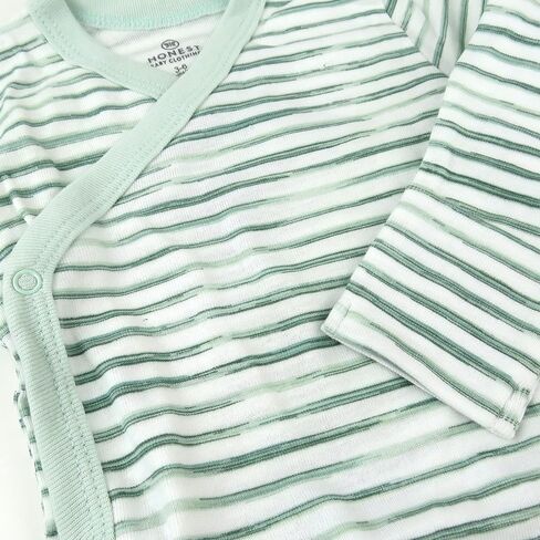 HonestBaby 3-pack Long Sleeve Side-snap Kimono Bodysuits Organic Cotton for Infant Baby Boys, Girls, Unisex, Zanzibar Zebra, Newborn in Saudi Arabia