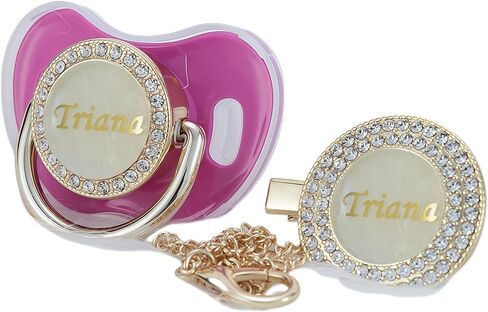 MIYOCAR custom any name can make personalized bling pacifier and pacifier clip set in Kuwait
