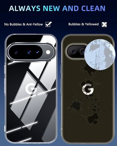 من مستوى X واضح لـ Google Pixel 10/Pixel 10 Pro Case غير الصفراء غير الصفراء ، غطاء الهاتف TPU الناعم الرقيق ، وحماية من الدرجة العسكرية ، وحالة المصد الكريستال الشفافة النحيف لـ Google 10/10 Pro in Kuwait