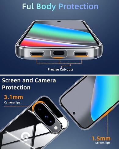 من مستوى X واضح لـ Google Pixel 10/Pixel 10 Pro Case غير الصفراء غير الصفراء ، غطاء الهاتف TPU الناعم الرقيق ، وحماية من الدرجة العسكرية ، وحالة المصد الكريستال الشفافة النحيف لـ Google 10/10 Pro in Kuwait