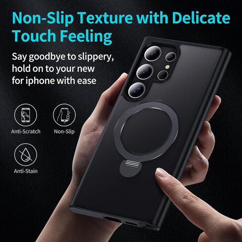 بالنسبة إلى Samsung Galaxy S24 Ultra Case ، متوافق مع Magsafe [الشحن اللاسلكي] ، مع حامل حلقة مغناطيسي 360 درجة قابلة للتدوير ، و Kickstand Black ، Black. in Kuwait