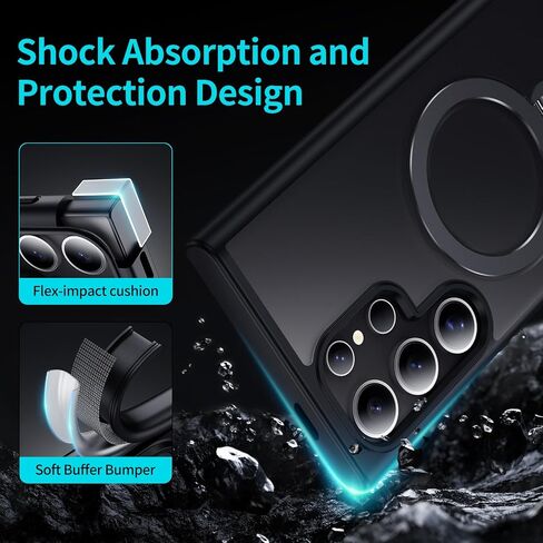 بالنسبة إلى Samsung Galaxy S24 Ultra Case ، متوافق مع Magsafe [الشحن اللاسلكي] ، مع حامل حلقة مغناطيسي 360 درجة قابلة للتدوير ، و Kickstand Black ، Black. in Kuwait