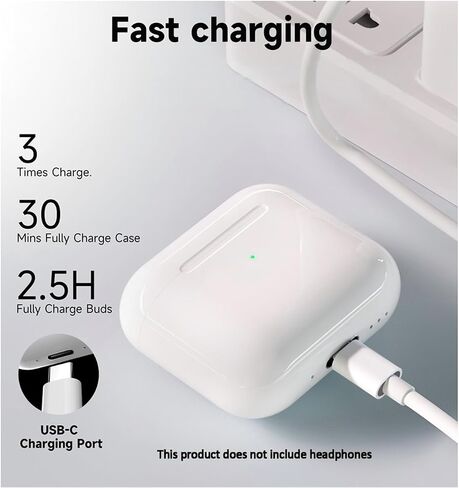 حالة الشحن اللاسلكية ، متوافقة مع Air Pods 4th Gen مع منفذ شحن USB-C ، بديل بحالة الشاحن Air Pods 4 ، مع زر مزامنة الاقتران Bluetooth ، بدون سماعات أذن in Kuwait