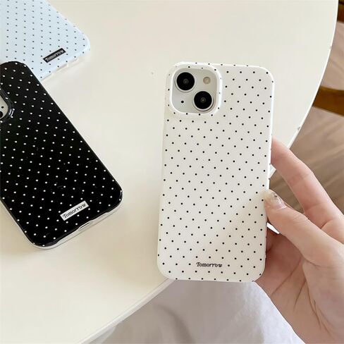 for iPhone 14/13 Case Cute Fashion Polka Dot Aesthetics Women Girly Stylish Protective Soft Shockproof Phone Case White in Saudi Arabia