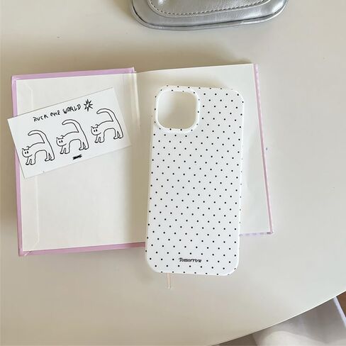 for iPhone 14/13 Case Cute Fashion Polka Dot Aesthetics Women Girly Stylish Protective Soft Shockproof Phone Case White in Saudi Arabia