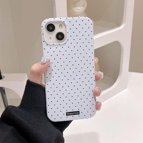 for iPhone 14/13 Case Cute Fashion Polka Dot Aesthetics Women Girly Stylish Protective Soft Shockproof Phone Case White in Saudi Arabia