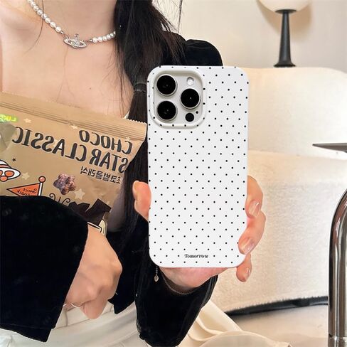 for iPhone 14/13 Case Cute Fashion Polka Dot Aesthetics Women Girly Stylish Protective Soft Shockproof Phone Case White in Saudi Arabia