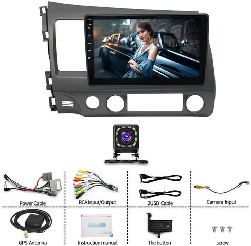 Car Stereo Radio for Honda Civic 2006-2011 Android 13 10 Inch Screen Car in-Dash GPS Navigation RAM 2GB ROM 32GB Wireless Carplay WiFi Free Camera in Saudi Arabia