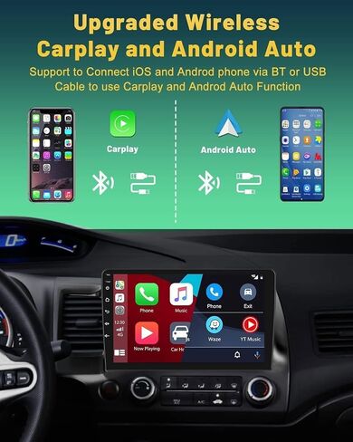 Car Stereo Radio for Honda Civic 2006-2011 Android 13 10 Inch Screen Car in-Dash GPS Navigation RAM 2GB ROM 32GB Wireless Carplay WiFi Free Camera in Saudi Arabia