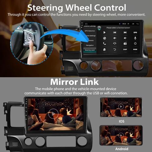 Car Stereo Radio for Honda Civic 2006-2011 Android 13 10 Inch Screen Car in-Dash GPS Navigation RAM 2GB ROM 32GB Wireless Carplay WiFi Free Camera in Saudi Arabia