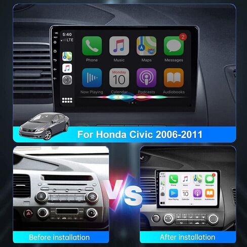 Car Stereo Radio for Honda Civic 2006-2011 Android 13 10 Inch Screen Car in-Dash GPS Navigation RAM 2GB ROM 32GB Wireless Carplay WiFi Free Camera in Saudi Arabia