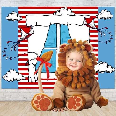 Cartoon Blue Window Backdrops for Photography Kids Birthday Party Background 5x3ft Blue Red Kite Striped Kids Party Backdrop Boys Girls 1st Birthday Decorations Cake Table Banner Photo Booth Props in Kuwait
