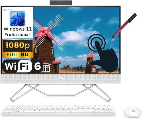 HP 24 23.8 "شاشة تعمل باللمس FHD Business All-in-One Computer ، Intel Pentium Silver J5040 ، 16GB DDR4 RAM ، 1TB PCIe SSD ، WiFi 6 ، Bluetooth 5.2 ، لوحة المفاتيح والماوس ، الأبيض ، Windows 11 Pro in Saudi Arabia