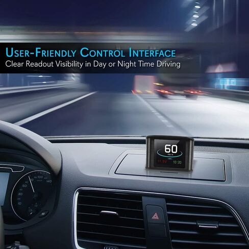 Pyle Universal Vehicle Smart HUD Display - 2.6" Digital Mini Car Dashboard Heads Up Windshield Speedometer Projector System w/ GPS Navigation Compass, Displays Speed, Distance, Time and More - PHUD19 in Saudi Arabia