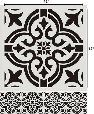 12 x 12 Inch Large Size Reusable Stencil Laser Cut Painting Template Floor Wall Tile Fabric Furniture Stencils Painting Stencils (E4, 4PC) in Saudi Arabia