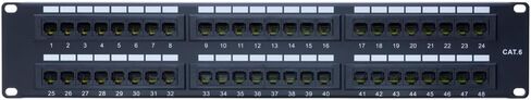 لوحة التصحيح Cat6 12 24 48 Port 19 بوصة Ethernet RJ45 لوحة تصحيح الشبكة مع شريط لاسينج Rackmount 1U 2U لـ CAT6 ، CAT5E ، CAT5 CABLING (48 PORT) in Kuwait