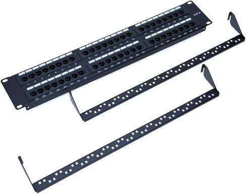 لوحة التصحيح Cat6 12 24 48 Port 19 بوصة Ethernet RJ45 لوحة تصحيح الشبكة مع شريط لاسينج Rackmount 1U 2U لـ CAT6 ، CAT5E ، CAT5 CABLING (48 PORT) in Kuwait