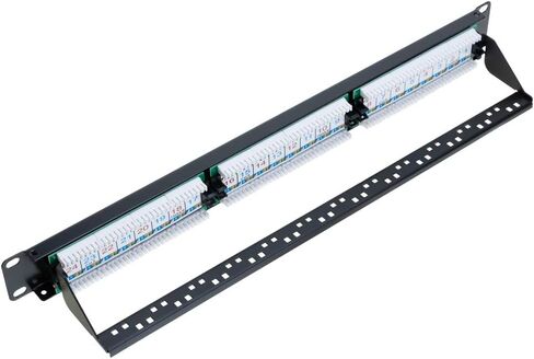 لوحة التصحيح Cat6 12 24 48 Port 19 بوصة Ethernet RJ45 لوحة تصحيح الشبكة مع شريط لاسينج Rackmount 1U 2U لـ CAT6 ، CAT5E ، CAT5 CABLING (48 PORT) in Kuwait
