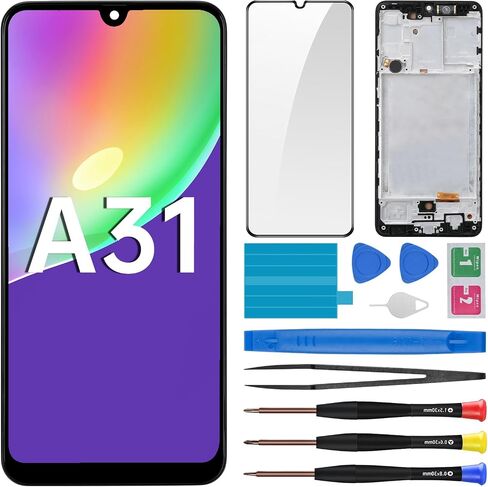 لاستبدال شاشة Samsung Galaxy A31 مع إطار شاشة LCD Displate Touch Digitizer التجميع الكامل وزر الجانبي أدوات مياه الاهتزازات إصلاح الزجاج مجموعة SM-A315F (A315F/DS A315G/DS) in Saudi Arabia