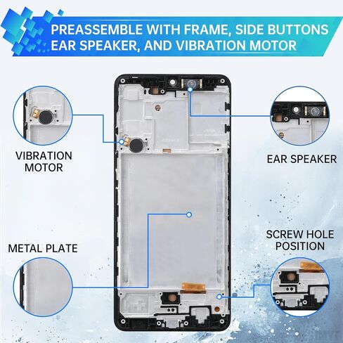 لاستبدال شاشة Samsung Galaxy A31 مع إطار شاشة LCD Displate Touch Digitizer التجميع الكامل وزر الجانبي أدوات مياه الاهتزازات إصلاح الزجاج مجموعة SM-A315F (A315F/DS A315G/DS) in Saudi Arabia