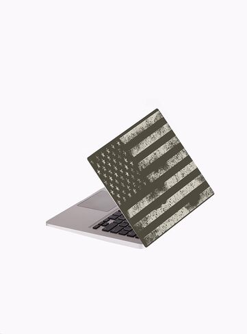 Laptop Skin Sticker Cover Decal-American Flag Rustic-Universal Size - Fits All laptops up to a 16" Diagonal Size | Easy to Apply, Remove and Change Styles (B&W Flag Rustic, 14.5 x 10 Inch) in Kuwait