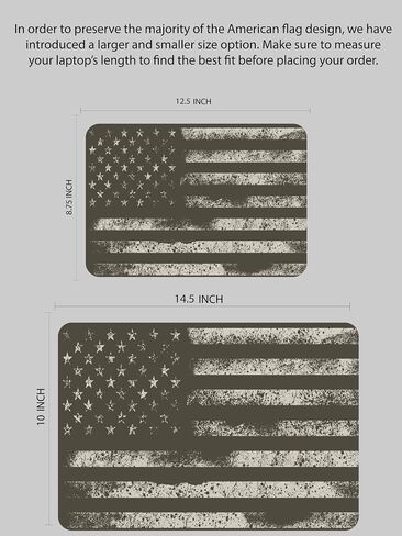Laptop Skin Sticker Cover Decal-American Flag Rustic-Universal Size - Fits All laptops up to a 16" Diagonal Size | Easy to Apply, Remove and Change Styles (B&W Flag Rustic, 14.5 x 10 Inch) in Kuwait