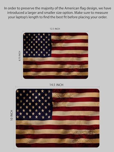 Laptop Skin Sticker Cover Decal-American Flag Rustic-Universal Size - Fits All laptops up to a 16" Diagonal Size | Easy to Apply, Remove and Change Styles (B&W Flag Rustic, 14.5 x 10 Inch) in Kuwait