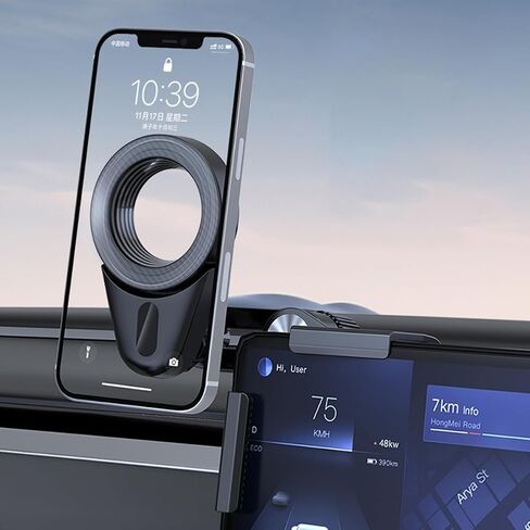 Tesla Phone Mount for Model Y/3 – Magnetic MagSafe Car Holder for iPhone – Dashboard Screen Cradle Accessories – Alloy Aluminum Mobile Mount for Tesla Phone Navigation in Saudi Arabia