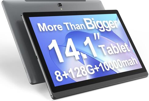 14.1 بوصة Android Tablet ، 2025 شاشة كبيرة شاشة مع شاشة IPS 1080p IPS FHD ، RAM 6GB ، ROM128GB ، 1TB توسيع ، WIFI 5 ، 8 CORE CPU ، 10000 MAH 10+ساعات بطارية ، رمادي الفضاء in Kuwait