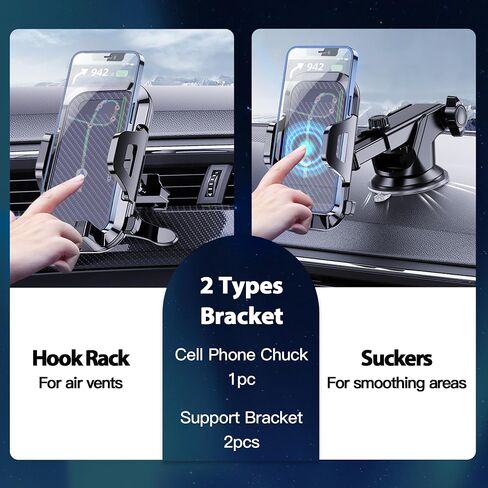 حامل هاتف 3-in-1 للهاتف Mount Mount Phone Suction Strond For Car Dashboard Air Vent Windshield ، لجميع هاتف iPhone Android (أسود) in Kuwait