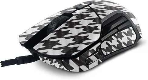 MightySkins Carbon Fiber Skin Compatible with SteelSeries Rival 5 Gaming Mouse - Houndstooth | Protective, Durable Textured Carbon Fiber Finish | Easy to Apply and Change Styles | Made in The USA in Saudi Arabia