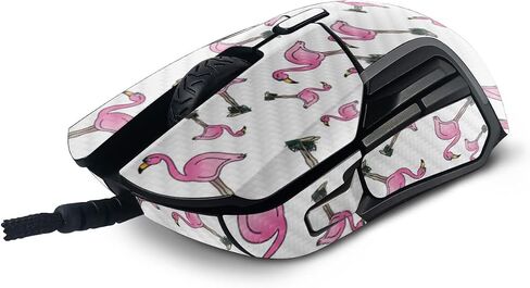 MightySkins Carbon Fiber Skin Compatible with SteelSeries Rival 5 Gaming Mouse - Cool Flamingo | Protective, Durable Textured Carbon Fiber Finish | Easy to Apply and Change Styles | Made in The USA in Saudi Arabia