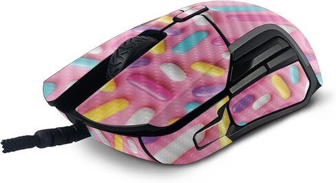 MightySkins Carbon Fiber Skin Compatible with SteelSeries Rival 5 Gaming Mouse - Sprinkles | Protective, Durable Textured Carbon Fiber Finish | Easy to Apply and Change Styles | Made in The USA in Saudi Arabia