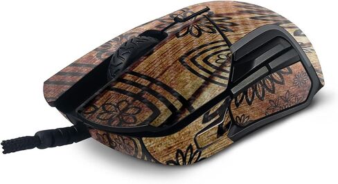 MightySkins Carbon Fiber Skin Compatible with SteelSeries Rival 5 Gaming Mouse - Wooden Floral | Protective, Durable Textured Carbon Fiber Finish | Easy to Apply and Change Styles | Made in The USA in Saudi Arabia