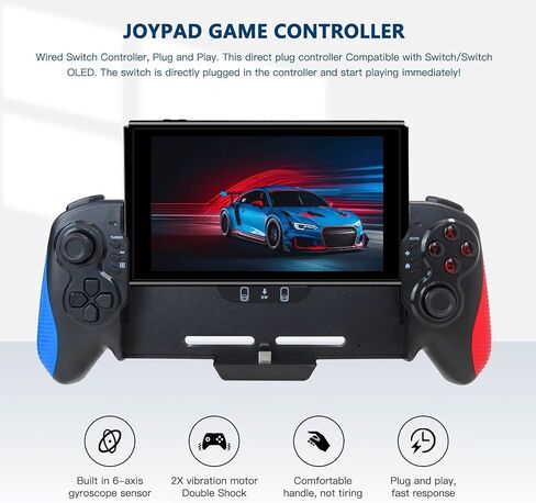 وحدة تحكم الاهتزاز المزدوجة الجديدة مع Turbo 6-Auxis Gyro Wired Gamepad للتبديل/التبديل OLED in Kuwait