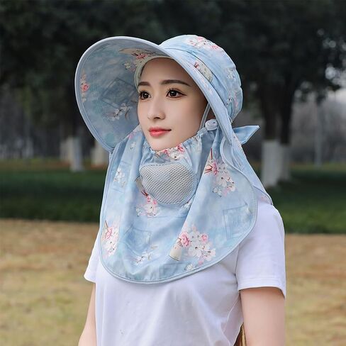 4Pcs Wide Brim Face Mask Sun Hat Detachable Neck Face Flap Fishing Hat with Ponytail Hole Outdoor Sun Protection Hat Multicoloured in Saudi Arabia