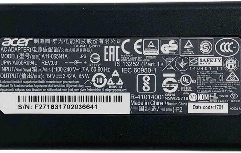 Original New A11-065N1A 19V 3.42A 65W AC Adapter Laptop Charger For Acer Iconia W700 W700P W710 Aspire S5 S7 P3 C720 C720P Swift 3 SF314-53G Power Supply in Saudi Arabia
