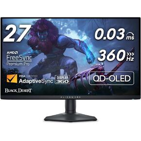 Alienware AW2725DF OLED Gaming Monitor - DISTOM -DOT WQHD (2560x1440) عرض 360Hz 0.03ms ، AMD Freesync Premium Pro ، HDMI/DP/USB 3.2 Gen1 - Black (متجدد) in Kuwait