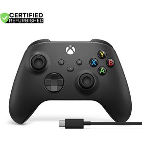 وحدة تحكم لاسلكية Microsoft Xbox مع كابل USB -C للكبريت - الكربون الأسود (المتجدد) مع حزمة حماية محسنة لمدة عامين CPS in Kuwait