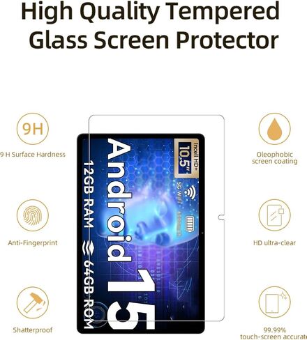 واقي الشاشة لـ TABWEE T80 Android 15 Tablet 10.5 بوصة ، فيلم زجاجي مقاوم للخدش HD لحماية Tabwee T80 إسقاط ، حساس اللمس ، مضاد للأصهر ، 2 عبوة. in Kuwait