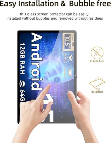 واقي الشاشة لـ TABWEE T80 Android 15 Tablet 10.5 بوصة ، فيلم زجاجي مقاوم للخدش HD لحماية Tabwee T80 إسقاط ، حساس اللمس ، مضاد للأصهر ، 2 عبوة. in Kuwait
