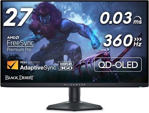 Alienware AW2725DF OLED Gaming Monitor - DISTOM -DOT WQHD (2560x1440) عرض 360Hz 0.03ms ، AMD Freesync Premium Pro ، HDMI/DP/USB 3.2 Gen1 - Black (متجدد) in Kuwait