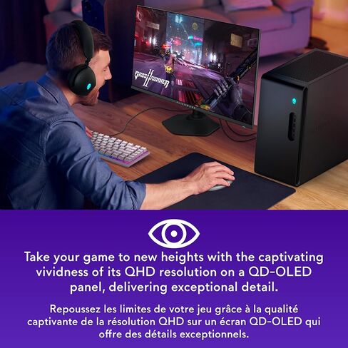 Alienware AW2725DF OLED Gaming Monitor - DISTOM -DOT WQHD (2560x1440) عرض 360Hz 0.03ms ، AMD Freesync Premium Pro ، HDMI/DP/USB 3.2 Gen1 - Black (متجدد) in Kuwait