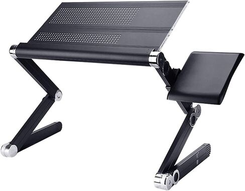 Adjustable Laptop Stand, Recliner Laptop Stand Holder for MacBook Tablets Collapsible Ergonomic Notebook Riser with Mouse Board Ventilated Portable(Black) in Saudi Arabia