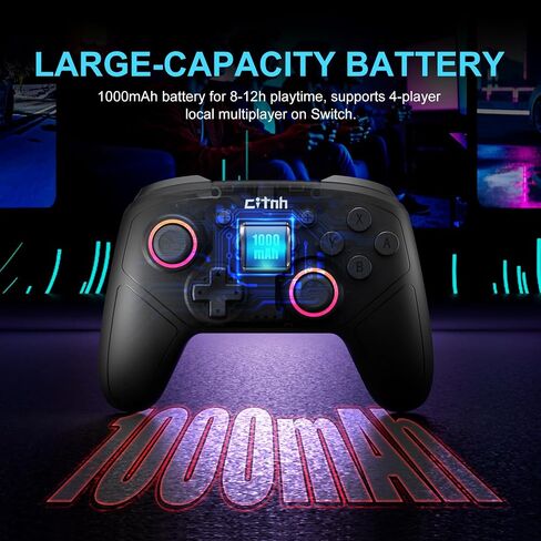 وحدة التحكم اللاسلكية LinHugame للتبديل ، متوافقة مع المفتاح 2/Switch/Lite/OLED/Steam/PC ، عصا التحكم في القاعة ، Gyro 6 محاور ، Wake Up ، Turbo ، 1000mAh بطارية ، أزرار الظهر القابلة للبرمجة in Kuwait
